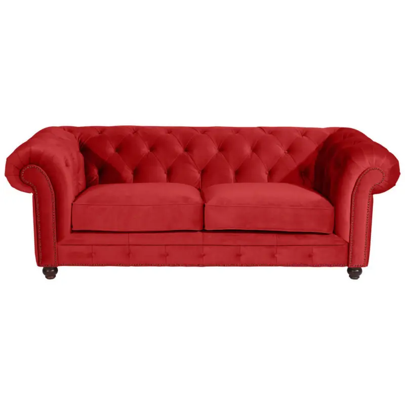 Chesterfield-Sofa in Samt, Velours Rot