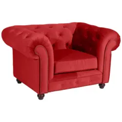 Chesterfield-Sessel in Samt, Velours Rot
