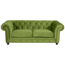 Chesterfield-Sofa in Samt, Velours Olivgr&uuml;n