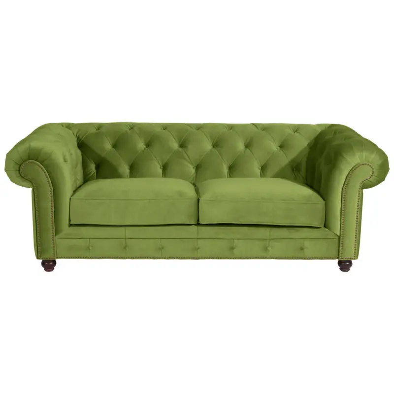 Chesterfield-Sofa in Samt, Velours Olivgr&uuml;n