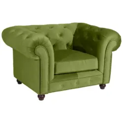 Chesterfield-Sessel in Samt, Velours Olivgrün