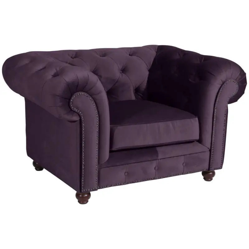 Chesterfield-Sessel in Samt, Velours Lila