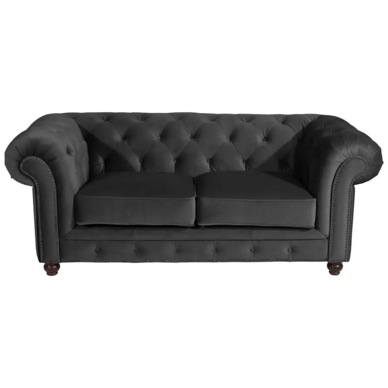 Chesterfield-Sofa in Samt, Velours Schwarz