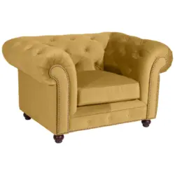 Chesterfield-Sessel in Samt, Velours Gelb