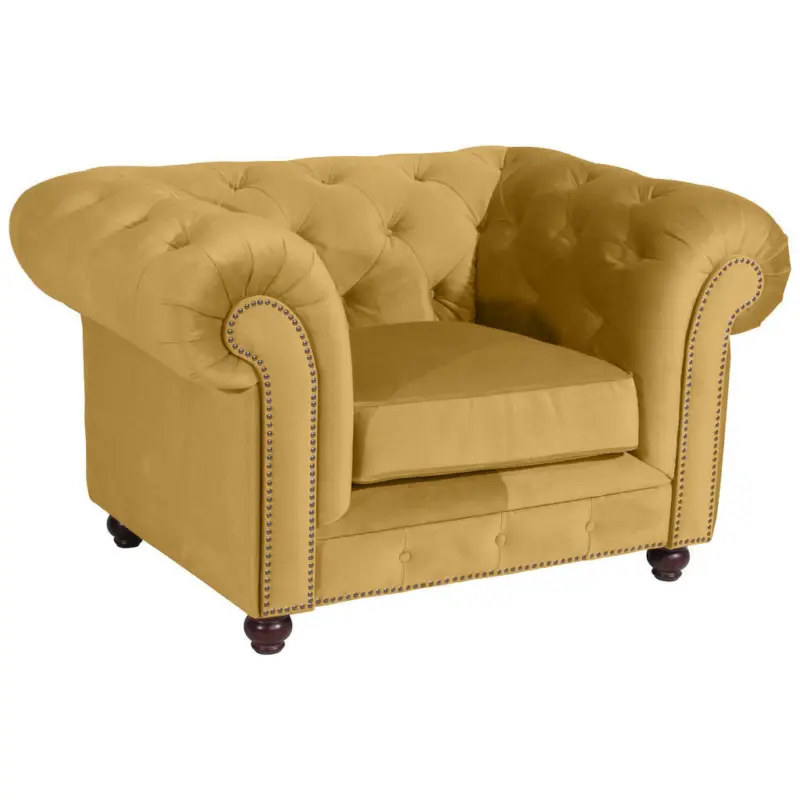 Chesterfield-Sessel in Samt, Velours Gelb