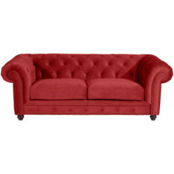 Chesterfield-Sofa in Samt, Velours Hellrot