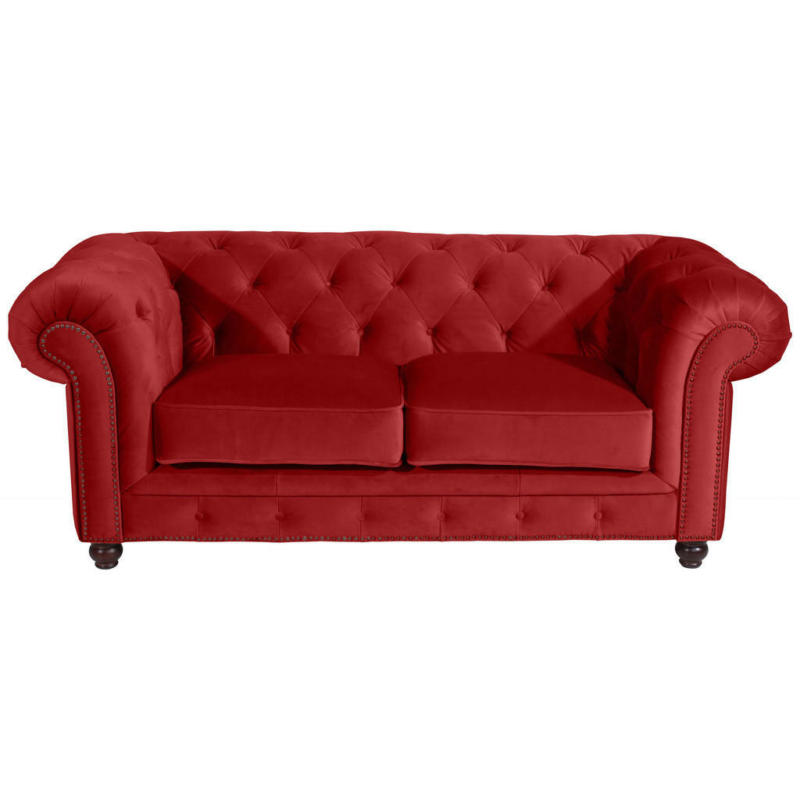 Chesterfield-Sofa in Samt, Velours Hellrot