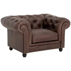 Chesterfield-Sessel in Echtleder Braun