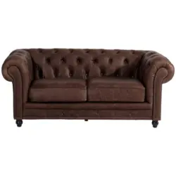 Chesterfield-Sofa in Echtleder Braun