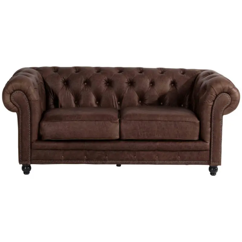Chesterfield-Sofa in Echtleder Braun