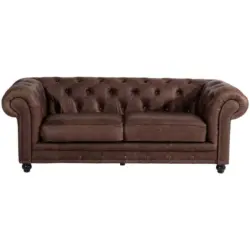 Chesterfield-Sofa in Echtleder Braun