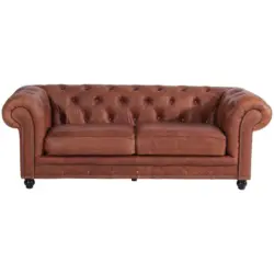 Chesterfield-Sofa in Echtleder Cognac