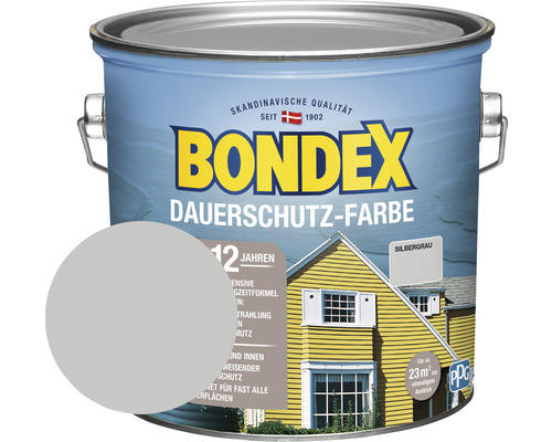 Holzfarbe-Dauerschutzfarbe Bondex silbergrau 2,5 l