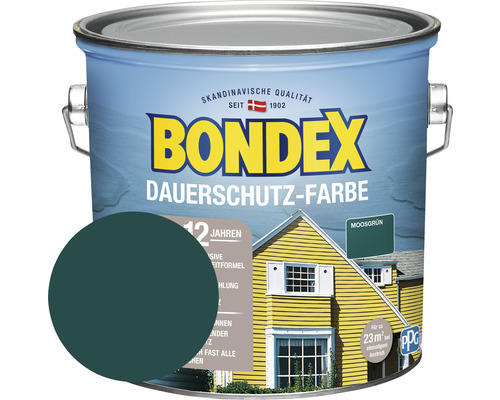 Holzfarbe-Dauerschutzfarbe Bondex moosgrün 2,5 l