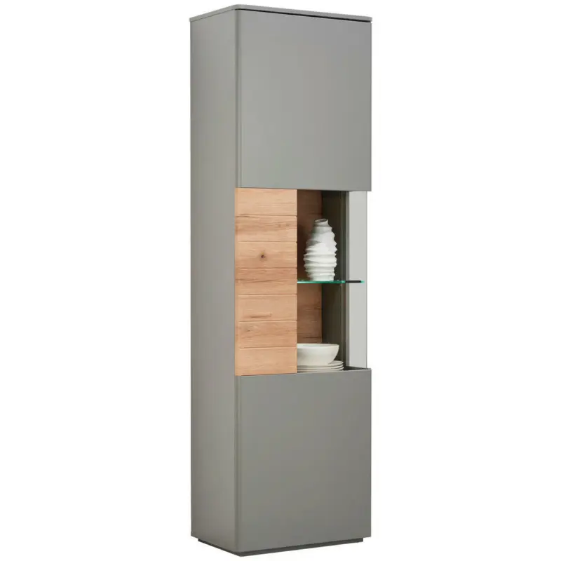 Vitrine in Grau, Eichefarben