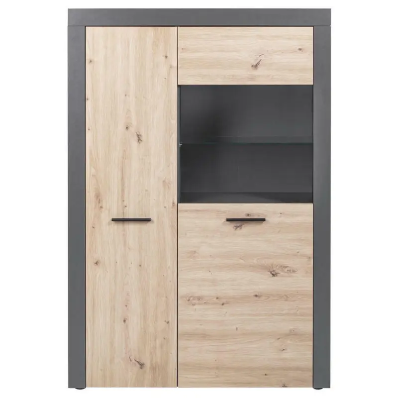 Vitrine in Anthrazit, Eiche Artisan