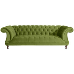 Chesterfield-Dreisitzer-Sofa in Velours Olivgrün