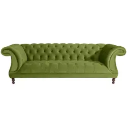 Chesterfield-Dreisitzer-Sofa in Velours Olivgrün