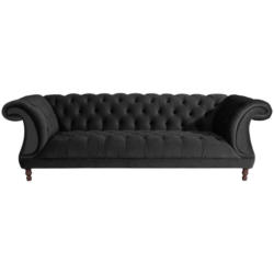 Chesterfield-Dreisitzer-Sofa in Velours Schwarz