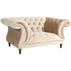 Chesterfield-Sessel in Velours Sandfarben