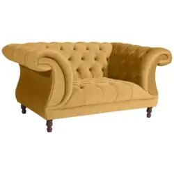 Chesterfield-Sessel in Velours Gelb