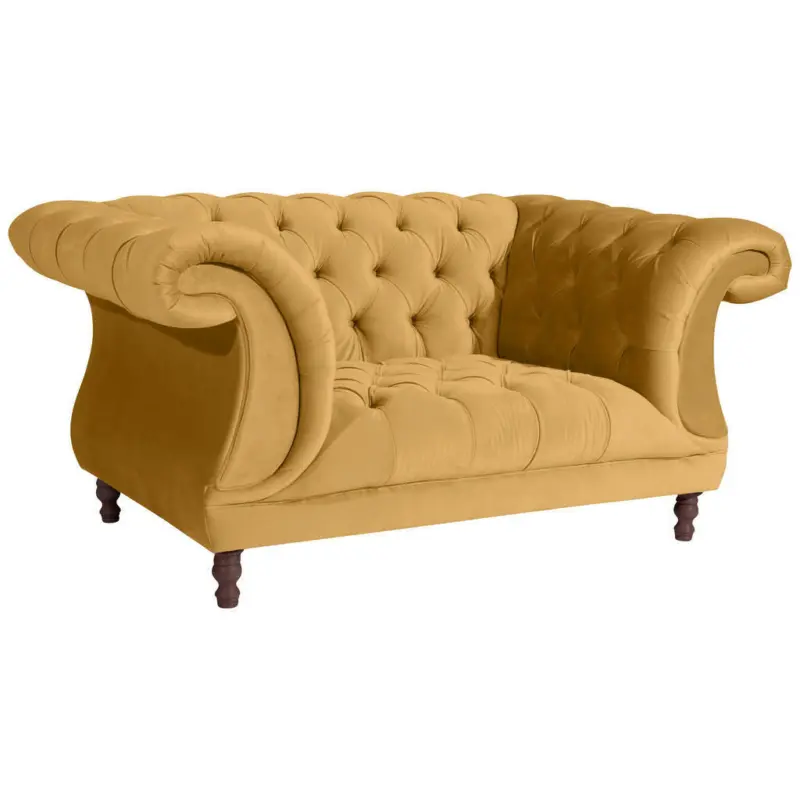 Chesterfield-Sessel in Velours Gelb