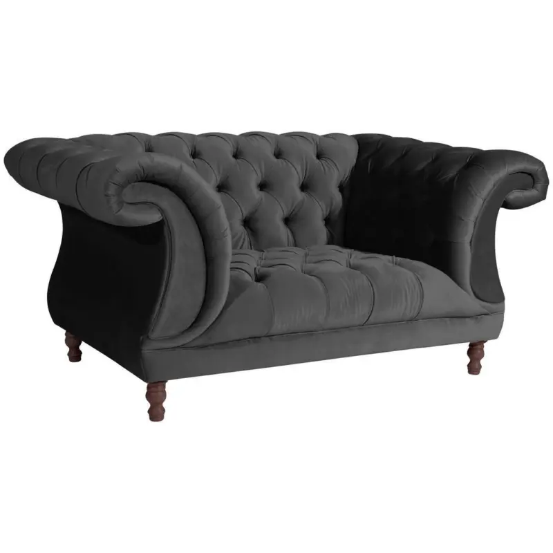 Chesterfield-Sessel in Velours Schwarz