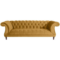 Chesterfield-Dreisitzer-Sofa in Velours Gelb