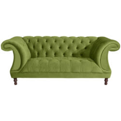 Chesterfield-Zweisitzer-Sofa in Velours Olivgrün