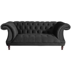 Chesterfield-Zweisitzer-Sofa in Velours Schwarz