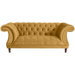 Chesterfield-Zweisitzer-Sofa in Velours Gelb
