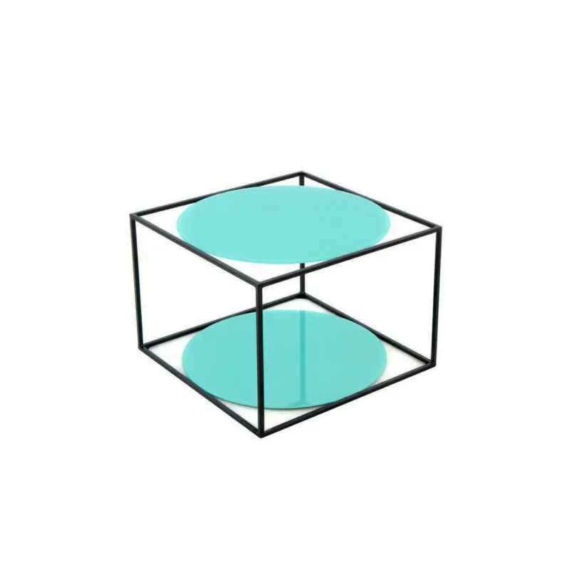 Beistelltisch in Metall, Glas 50/50/36 cm