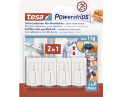 tesa Powerstrips selbstklebender Gardinenhaken weiß 4 Stk.