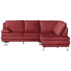 Ecksofa in Echtleder Rot