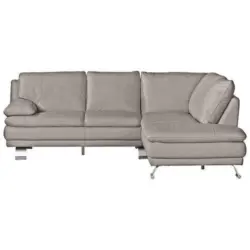 Ecksofa in Echtleder Grau