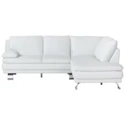 Ecksofa in Echtleder Weiß