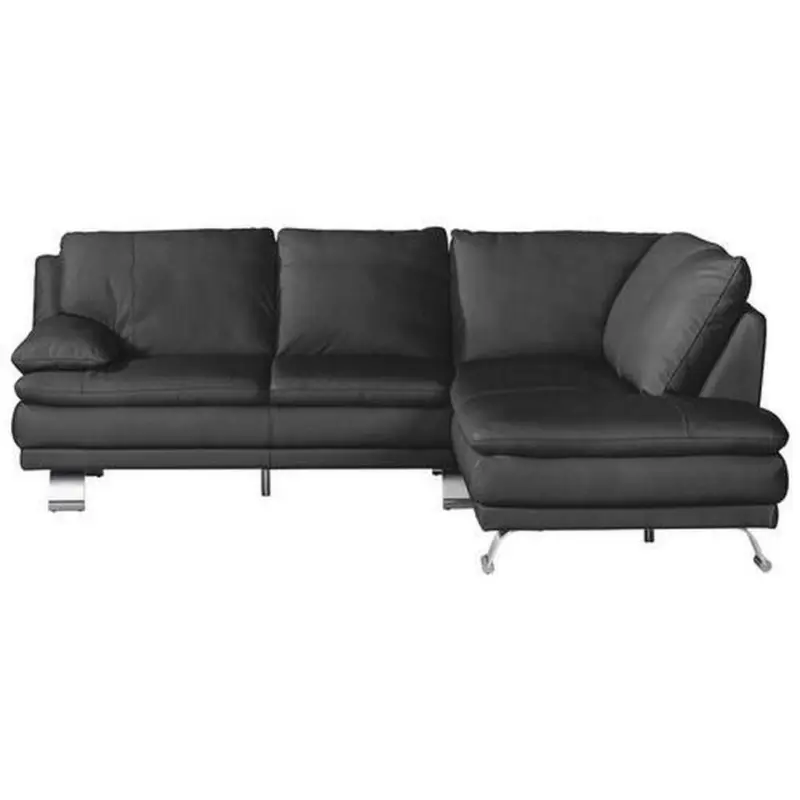 Ecksofa in Echtleder Schwarz