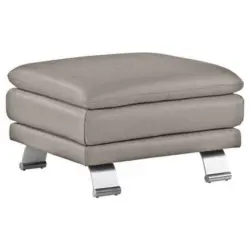 Hocker in Leder Grau