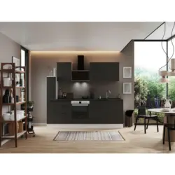 K&uuml;chenblock 250 cm in Grau, Wei&szlig;