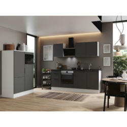 Küchenblock 340 cm in Grau, Weiß