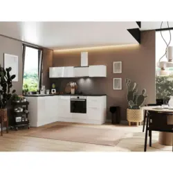 Eckk&uuml;che 175/220 cm in Wei&szlig;, Wei&szlig; Hochglanz