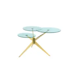 Beistelltisch in Metall, Glas, Holzwerkstoff 60/75/46 cm