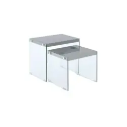 Beistelltischset in Glas, Holzwerkstoff