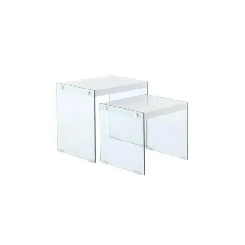 Beistelltischset in Glas, Holzwerkstoff