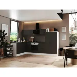 Eckk&uuml;che 175/310 cm in Grau, Wei&szlig;