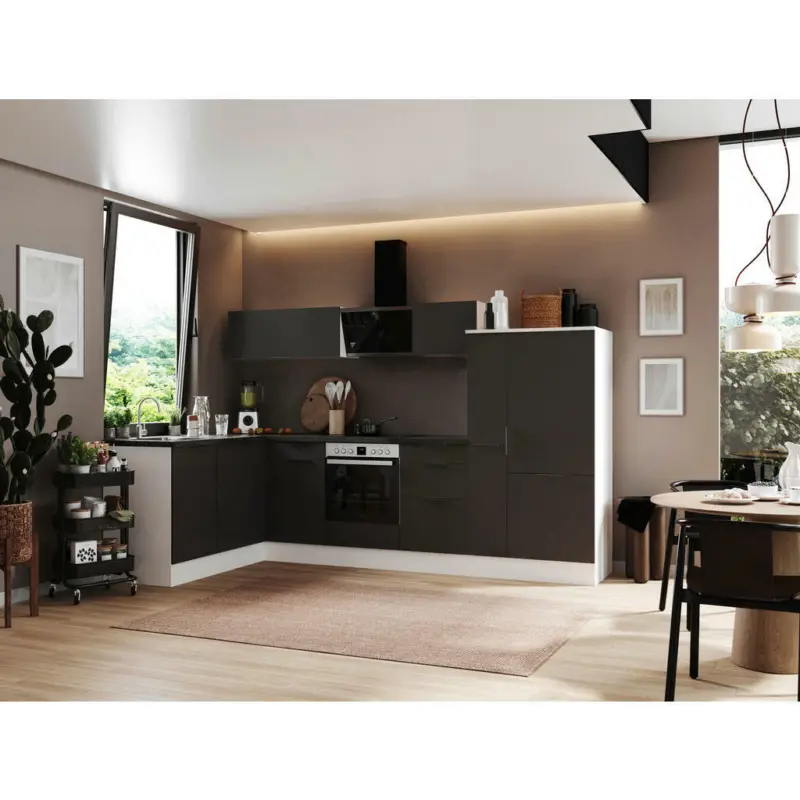 Eckk&uuml;che 175/310 cm in Grau, Wei&szlig;