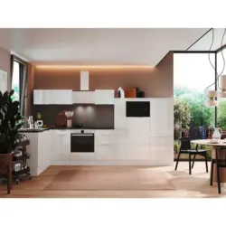 Eckküche 175/370 cm in Weiß, Weiß Hochglanz