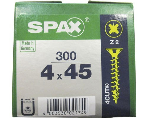 Spax Universalschraube Kreuzschlitz PZ 2, Senkkopf, Holz-Vollgewinde, 4x45 mm, 300 Stück