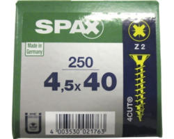 Spax Universalschraube Kreuzschlitz PZ 2, Senkkopf, Holz-Vollgewinde, 4,5x40 mm, 250 Stück