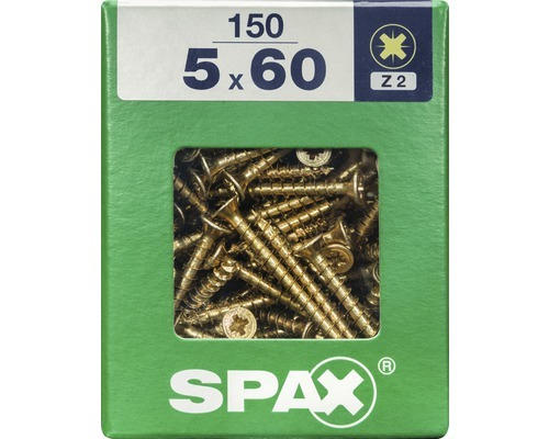 Spax Universalschraube Kreuzschlitz PZ 2, Senkkopf, Holz-Vollgewinde, 5x60 mm, 150 Stück